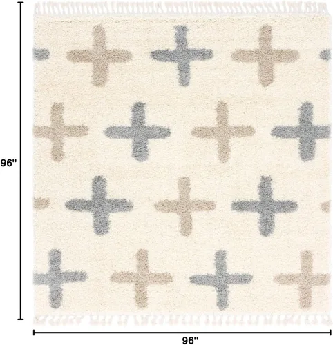 Vista 3 de Unique Loom Hygge Shag Collection - Alfombra moderna de inspiración marroquí, diseño geométrico, felpa y acogedora, 8 pies x 8 pies