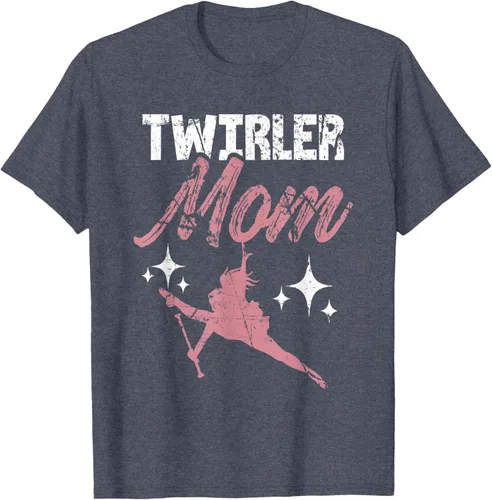 Vista 26 de Twirler Mom Baton Madre Majorette Funny Gymnastic Twirling T-Shirt Negro
