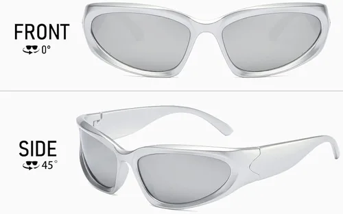 Vista 4 de PAMIX Gafas de sol envolventes a la moda para mujeres y hombres deportes vintage retro de los años 90 geniales tonos de los años 2000