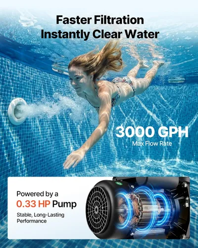 Vista 4 de VEVOR Bomba de filtro de arena de 12 pulgadas para piscinas sobre el suelo de hasta 15000 galones, sistema de filtración de piscina de 0.33 HP 3000