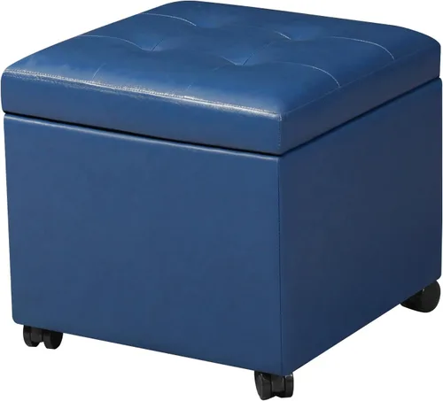Vista 18 de Homebeez Taburete otomano de almacenamiento de piel sintética con tapa abatible (negro)