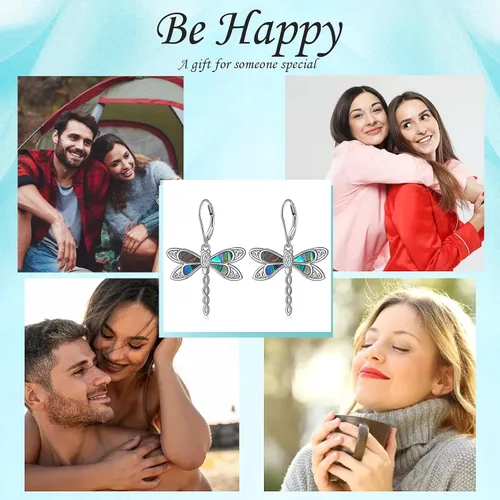 Vista 6 de Aretes colgantes de filigrana de plata de ley 925, margarita, loto, flor de rosa, piedra lunar, lágrima para mujer, nudo celta infinito, margarita