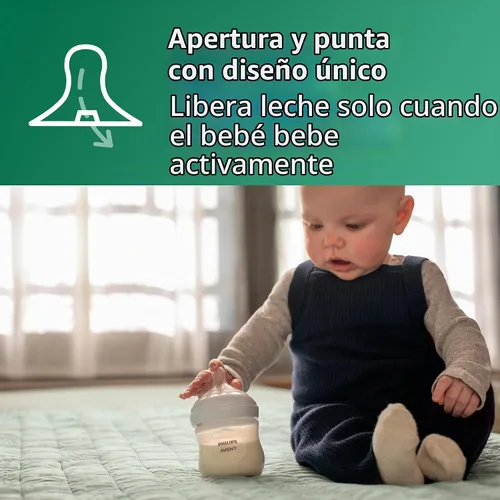 Vista 5 de Philips Avent Biberón de vidrio natural, flujo lento, 4 onzas, sin BPA