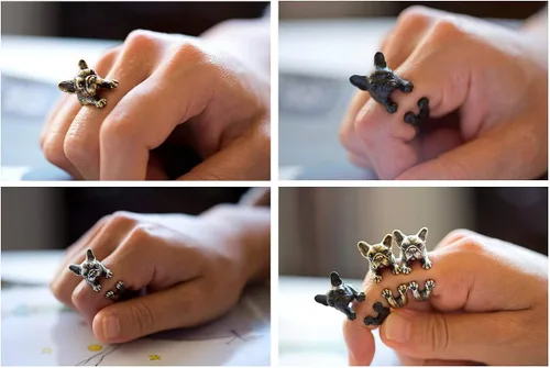 Vista 8 de Queenbox - Anillo para mujer, diseño de bulldog francés