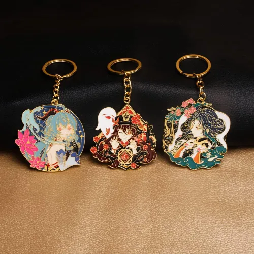 Vista 6 de SONGCHANGJEWELRY 14 tipos de llaveros Genshin Impact Cosplay Cadena de figuras de juego Genshin Impact Regalos de Halloween para fans
