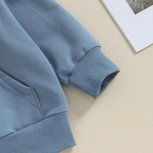 Vista 5 de Ropa de otoño e invierno para bebé niño y niña, color sólido, manga larga, sudadera con capucha, pantalones deportivos