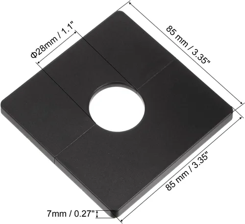 Vista 2 de uxcell 4 bridas divididas para pared, placa cuadrada de ABS autoadhesiva con orificio de 1.102 in/1.1 pulgadas de diámetro, cubierta de tubería