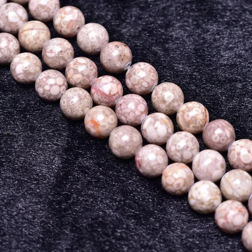 Vista 7 de Cuentas sueltas redondas de jaspe a rayas grises naturales de 0.394 pulgadas para la fabricación de joyas Nacklace (38-40 unidades)