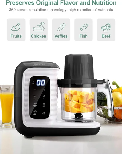 Vista 6 de MOMYEASY Procesador de Alimentos para Bebés, Procesador Multifunción Picador Triturador, Vaporizador de Alimentos para Bebés y Licuadora de Puré