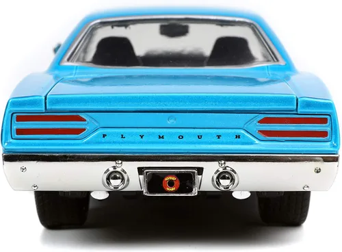 Vista 5 de Jada Looney Tunes 1:24 1970 Plymouth Roadrunner - Coche fundido a presión y figura de Wile E. Coyote de 2.75 pulgadas, juguetes para niños y adultos