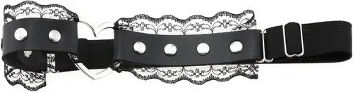 Vista 5 de Liguero de encaje para mujer, liguero ajustable en forma de corazón, ligas góticas punk, 2 piezas