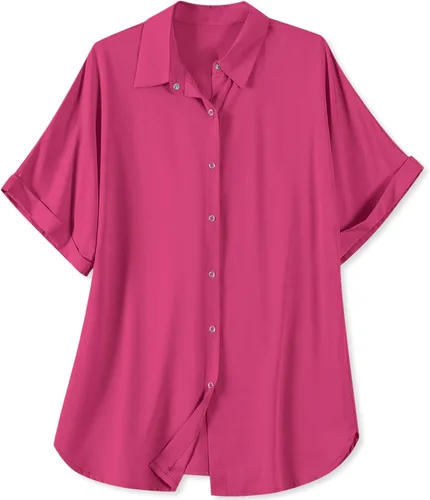 Vista 11 de Blusa suave casual de manga corta con broche frontal para mujer