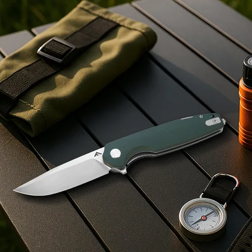 Vista 7 de FLISSA VERSA Cuchillo de bolsillo multiherramienta, hoja D2 de 3.3 pulgadas con mango G10, cuchillo plegable con bloqueo de revestimiento con Verde