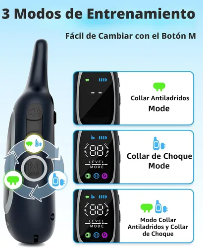 Vista 3 de Collar de Choque para Perros 2 en 1 y Collar Anti-Ladridos para Perros – Collar de Entrenamiento para Perros de 3300 Pies con Control Remoto, Collar