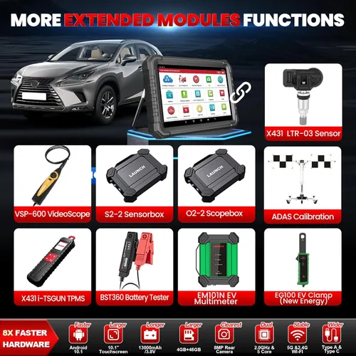 Vista 7 de Launch X431 PRO3S+ Elite, herramienta de escaneo bidireccional 2026 con protocolos J2534 All-in-One Topology Map, 60+Service, 10.1 INCH HD Trucks