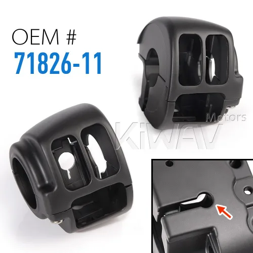 Vista 9 de KiWAV Carcasa de interruptor negra compatible con Harley-Davidson '12-Later Dyna Softail '14-Later XL OEM #71826-11