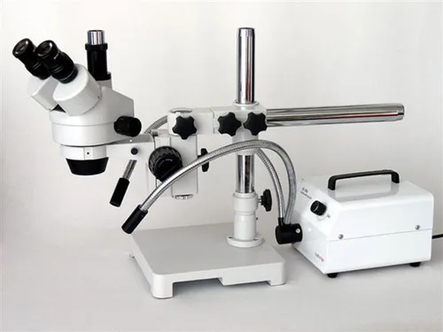 Vista 4 de AmScope Luz dual del microscopio del cuello de cisne de la fibra óptica HL150-AY 150W
