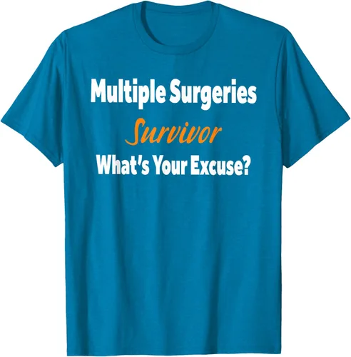 Vista 53 de Camiseta de regalo de cirugía múltiple para sobrevivientes de cirugía ¿Cuál es tu excusa?, Negro