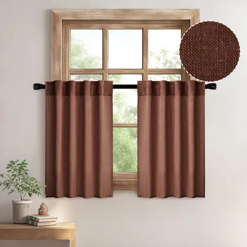 Vista 86 de MIULEE - Cortinas semitraslúcidas suaves y gruesas con textura de lino para cocina y ventana de baño, con trabilla trasera y bolsillo para Blanco
