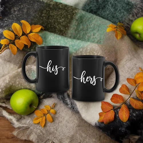 Vista 4 de Kunlisa Juego de tazas de café para él y ella, regalo de compromiso de boda para parejas, recién casados, marido y esposa, tazas a juego para negro