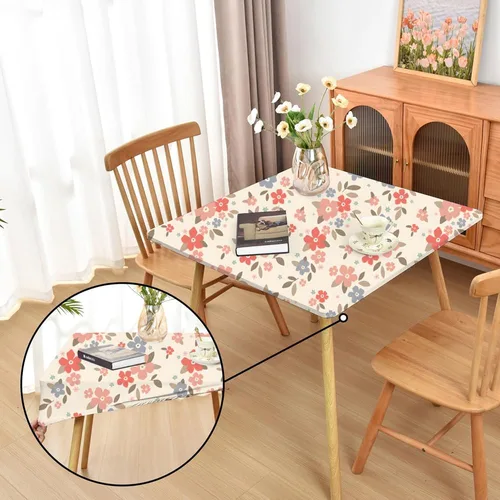 Vista 72 de Mantel ajustado blanco con elástico para mesas plegables de 48x48 pulgadas, manteles lavables y elásticos de elastano para mesas de cartas, manteles