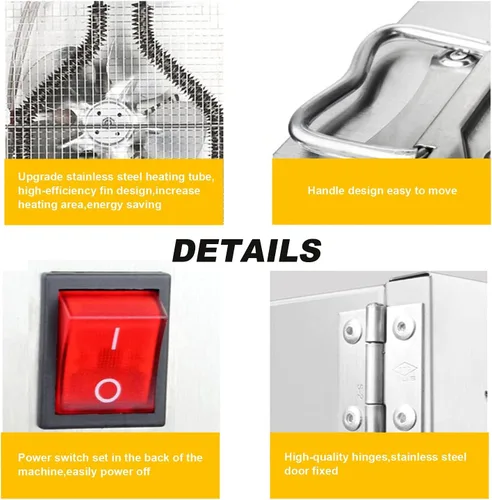 Vista 2 de Deshidratador de alimentos de acero inoxidable con control de temperatura digital táctil para carne seca hierbas, frutas, verduras, golosinas
