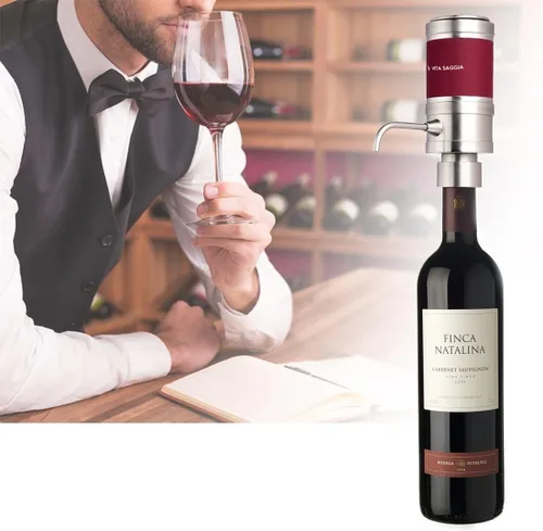 Vista 3 de Aireador eléctrico de vino – Aireador de vino y alcohol – Máquina portátil de grifo de vino personal – Funciona con pilas – Dispensador automático