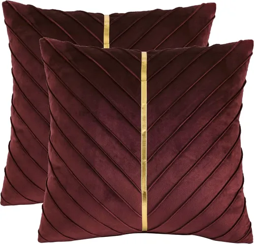 Vista 32 de Fundas de Almohada Decorativas de Terciopelo Verde Aguamarina de 16 x 16 pulgadas, Paquete de 2 con Cuero Dorado Decorativo de Navidad, Fundas