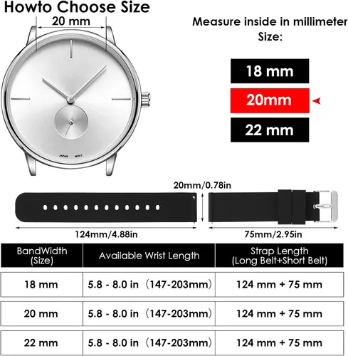 Vista 2 de cobee 2 correas de reloj de silicona, correas de reloj suaves impermeables de liberación rápida con hebilla de acero inoxidable plateada u dorada