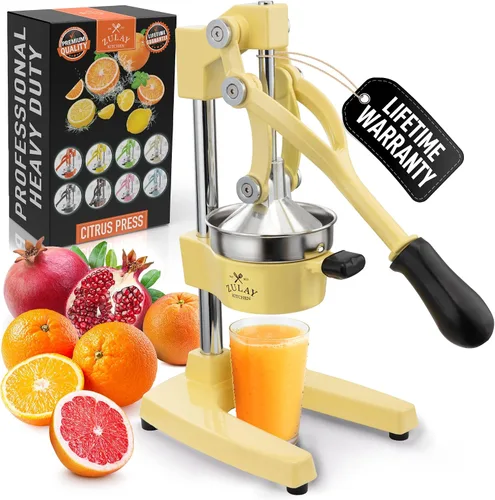 Vista 18 de Zulay Kitchen Exprimidor de hierro fundido, exprimidor manual resistente con coladores desmontables para una fácil limpieza, prensa de jugo