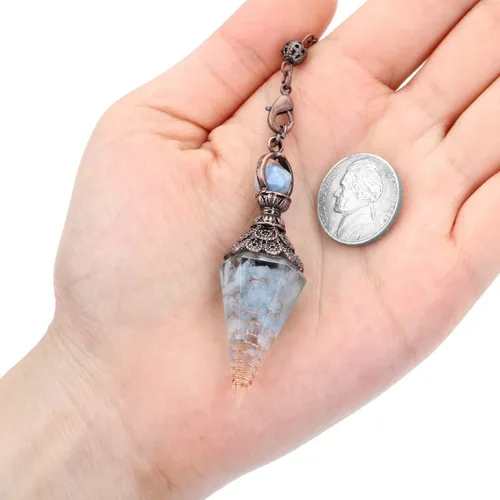 Vista 5 de MANIFO Péndulo de cristal de resina de aguamarina de 6 puntos facetados, péndulos curativos Reiki para radiestesia, Scrying Adivinación Meditación
