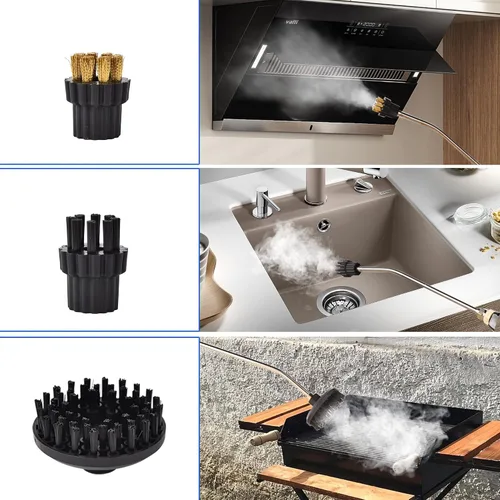 Vista 5 de Limpiador de Vapor de Mano Portátil Limpiador de Vapor de Alta Presión con 3 Cepillos y 1 Raspador de Vidrio Genera Rápidamente Vapor de Alta
