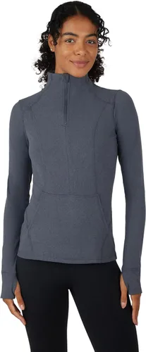 Vista 17 de Yogalicious Chaqueta atlética ligera de media cremallera de manga larga con bolsillos delanteros y orificios para los pulgares