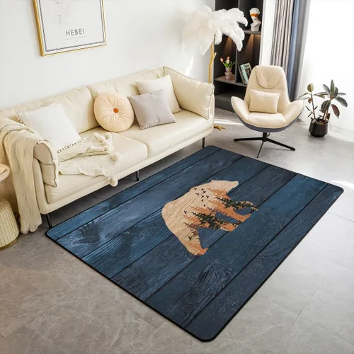 Vista 22 de Castle Fairy Bear Family - Alfombra antideslizante de 3 x 5 pies, diseño de animales salvajes, color negro, para niños, adolescentes y adultos