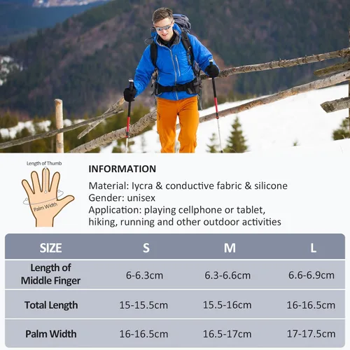 Vista 6 de Guantes de ciclismo cálidos de invierno para hombre, pantalla táctil térmica, ligeros, para clima frío, guantes para mujer, antideslizantes
