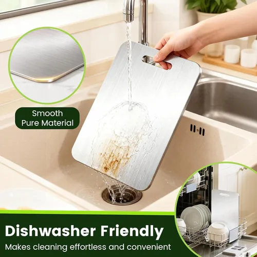 Vista 6 de [Usado] Tabla de cortar de titanio, tablas de cortar de titanio 100% puro para cocina, tablas de cortar de doble cara de grado alimenticio,