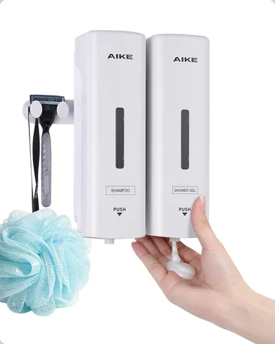 Vista 10 de AIKE EasyPush - Dispensador de jabón líquido para montaje en pared, 11.8 Negro