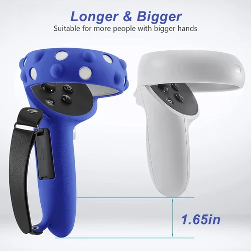 Vista 2 de Compatible with Meta Oculus Quest 2 Accessories Lengthening Controller Grip Cover with Battery Opening VR Shell Cover Silicone face Cover
