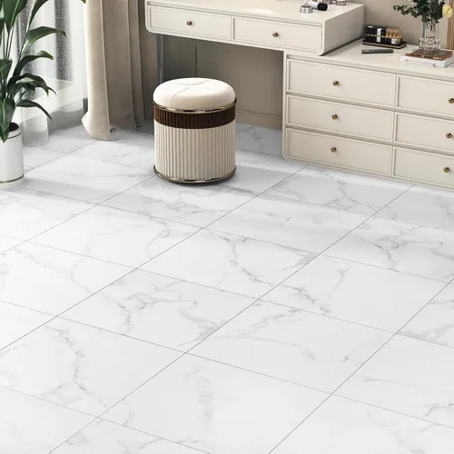 Vista 6 de WESTICK Azulejos de suelo de mármol blanco para despegar y pegar, azulejos de vinilo autoadhesivos para cocina, dormitorio, sótano, escaleras