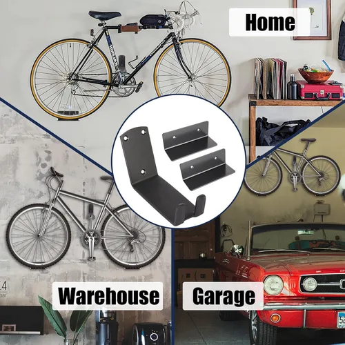 Vista 7 de Soporte de pared para bicicleta, soporte de pedal para garaje, soporte de almacenamiento de bicicleta, ganchos de bicicleta resistentes