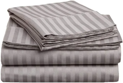 Vista 10 de Branded 400 Thread Count 100% Egyptian Cotton 4-Piece Extra Deep Pocket, Bed Sheet Set Fit Upto 24 Inches Deep Pocket, Twin Size Striped Black