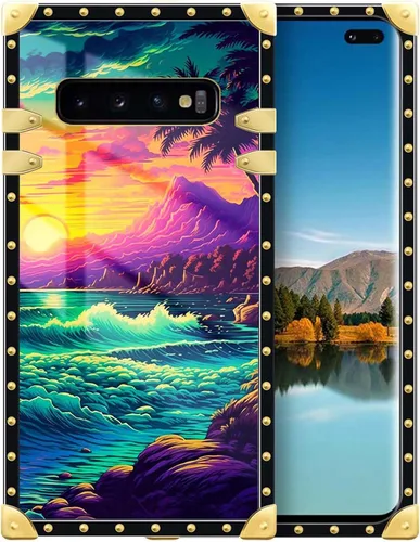 Vista 25 de Funda compatible con Samsung Galaxy S10 4G, TPU suave de lujo y parte trasera de policarbonato duro para niñas y mujeres, funda protectora a prueba