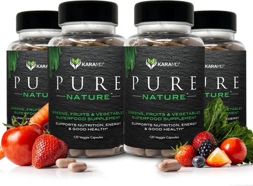 Vista 9 de KaraMD Pure Nature - Suplemento de verduras, frutas y verduras, vitaminas, fibra y antioxidantes, 20 suplementos de frutas y verduras para energía
