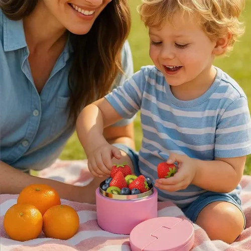 Vista 2 de Termo de sopa de 12 onzas para comida caliente para niños, tarro de comida aislado al vacío, termo de sopa sin torsiones para comida caliente