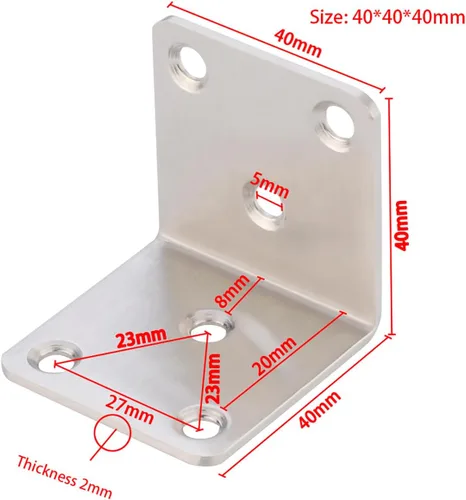Vista 2 de Soportes de ángulo recto de 90 grados de acero inoxidable con tornillos en forma de L juntas placa 6 piezas