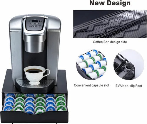 Vista 5 de K - Cajón para mostrador pequeño para Keurig K-Cup, con tapa de hierro (36 cápsulas)