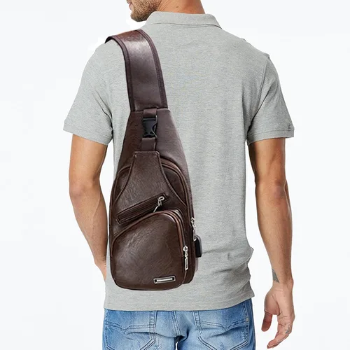 Vista 7 de Seoky Rop Bolso bandolera para hombre con puerto de carga USB