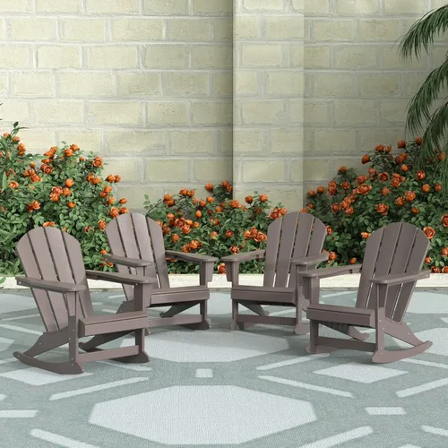 Vista 131 de WestinTrends Silla mecedora Malibu de poliéster para exterior/patio Adirondack, Negra