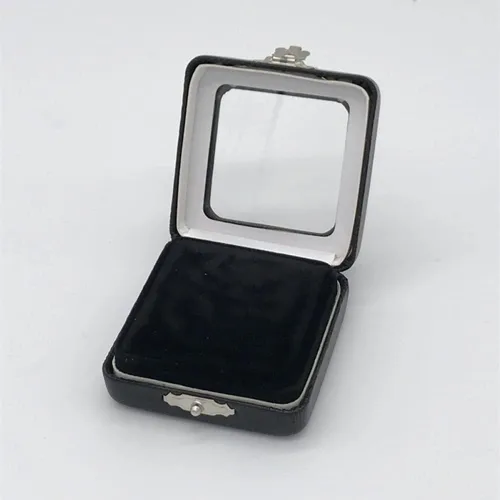 Vista 2 de 2 cajas de exhibición de piedras preciosas de piel sintética negra, caja de joyería de diamantes sueltos, soporte para caja de almacenamiento