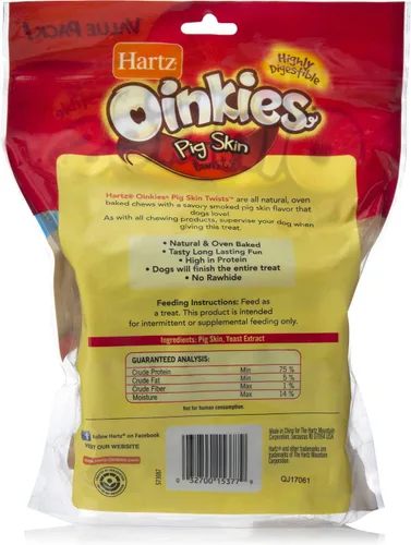 Vista 4 de Hartz Oinkies Pig Skin Twists ahumado, 20 unidades, paquete de 6